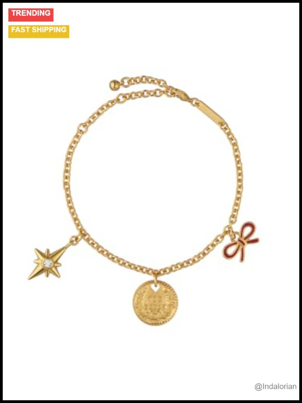 Ted Baker London Siobhan Charm Bracelet Adjustable Gold Tone for Women